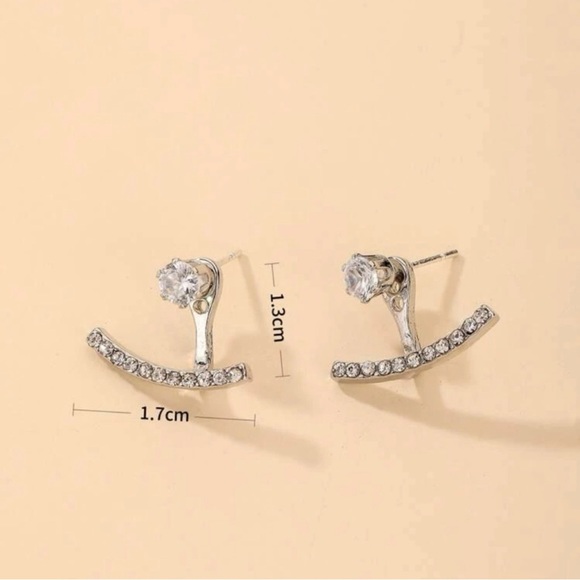 ❤️Silver Diamond Ear Jacket Earrings - Picture 3 of 5